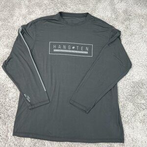 Hang Ten Mens Shirt Large Gray Long Sleeve UPF 50+ Quick Dry Vented Swim Stretch